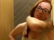 Alternative girl cums in public bathroom 15/16