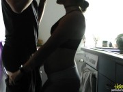 He cums inside me from behind while I'm doing the dishes like a good girl 4/16