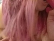 Chubby Tatted Teen Bounces on Dildo 15/16