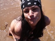 Cute Petite Brunette Teen With Big Ass Fucks and Sucking Dick on The Beach 16/16