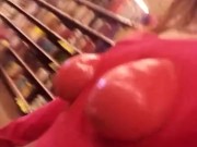 Tits painted pink walking around a store ! 13/16