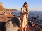 Teen Public Masturbation on the Beach - Black Dildo and LuxuryGirl 1/16