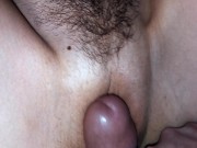 Cum on Her Hairy Pussy CLOSE UP 3/16