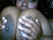 Huge ebony tittyfuck with cumshot