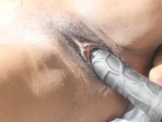 Horny Ebony Freak Fucks Her Tight Pussy with Huge 9" Dildo, BJ, Dirty Talk 15/16