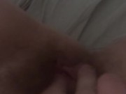 Playing with my hairy freshly fucked pussy while my boyfriend snores 14/16