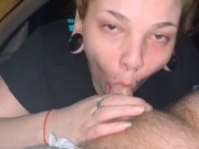 Slutty redhead gives sloppy head in public. 12/16