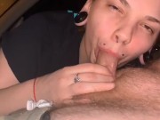 Slutty redhead gives sloppy head in public. 16/16