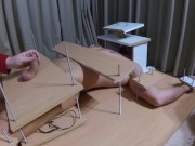 Amateur Femdom handjob ruined orgasm with feet torture 8/16