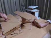 Amateur Femdom handjob ruined orgasm with feet torture 9/16