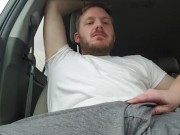 Babe jacking me off in the car till I cum 2/16