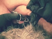 Ballbusting GF gives painful massage to the balls for fun, BDSM 11/16