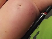 Cute young ginger heavily pregnant masturbation huge belly 13/16