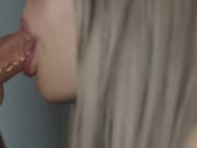 Blowjob in close up look. Sucking and licking uncut foreskin cock till cum 6/16