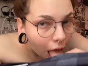 My little cum slut gags on my dick and takes my whole load on her back! 13/16