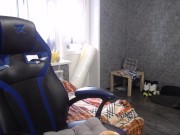 Cute girl is fucking herself with a big black dildo 15/16