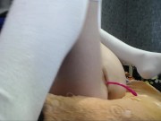 Cute girl is fucking herself with a big black dildo 9/16