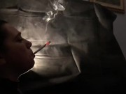 She destroys two cig in total dangling 3/16