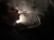 She destroys two cig in total dangling 7/16