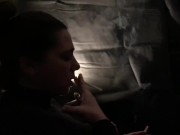 She destroys two cig in total dangling 9/16