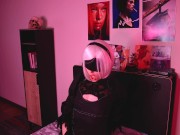 Nier Automata 2B cosplay - hot 18 yo teen cosplayer anal & Ahegao 3/16