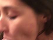 Latina slurp sucking balls and HUGE dick ends with cum in her mouth 10/16