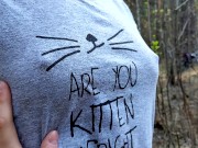 Cum on tits of a cute catgirl - public blowjob in the woods by LazyCookies 2/16