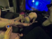 Punk guy gets Double Blowjob from 2 hot alternative teens. 9/16