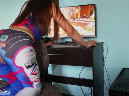 D.Va gets fucked and cums endlessly playing Overwatch.