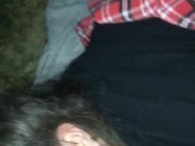 teen gets spitroasted and has public threesome in park with cumwalk 14/16