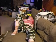 Lounging BBW strips pajamas off for more pleasure 2/16