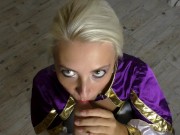 Cosplay princess sucks a dildo and masturbates her pussy 5/16