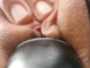 Little Wet Kitty Spreads Her Lips Open Wide on Her Bike Seat Out in Public! 11/16