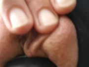 Little Wet Kitty Spreads Her Lips Open Wide on Her Bike Seat Out in Public! 12/16