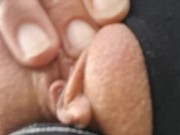 Little Wet Kitty Spreads Her Lips Open Wide on Her Bike Seat Out in Public! 13/16