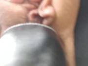 Little Wet Kitty Spreads Her Lips Open Wide on Her Bike Seat Out in Public! 15/16