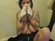 Topless Sneezing And Nose Blowing 11/16
