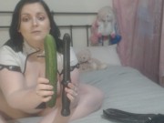 Huge Dildo & First Time Thick CUCUMBER In Both Holes! PAINFUL 7/16