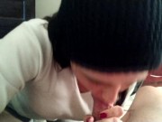 Naughty sucking girlfriend with the family in the living room 1/16