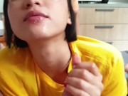 June Liu / SpicyGum - Morning Blowjob by Cute Asian Student (刘玥)