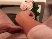 [4K] Red nails handjob from wife sloppy play with cum after orgasm teasing 13/16