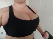 Amateur Gym Slut Bouncing and Flashing on Treadmill 15/16
