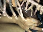 Feignix sucks her cum off my strap