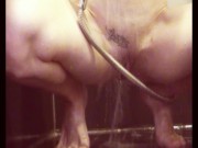 stepsister shaves pussy at the shower, and gets hardcore crampie-moaning! 3/16