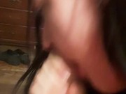 i suck his dick in the livingroom till he cums in my mouth, then i spit it. 13/16