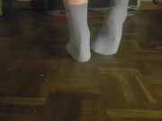 Japanese schoolgirl pouring cream on her feet 1/16