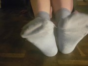 Japanese schoolgirl pouring cream on her feet 2/16