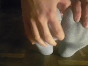 Japanese schoolgirl pouring cream on her feet 3/16