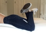PILLOW HUMPING IN HER TIGHT JEANS 2/16