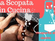 Donna delle pulizie smette di lavare i piatti per scoparmi in cucina